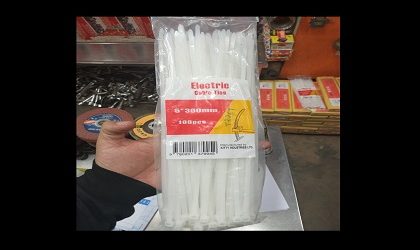 Cable Ties 12 inch Nylon White Color 100 Pcs Packet