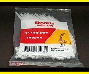 Cable Ties 6 inch Nylon White Color 100 Pcs Packet