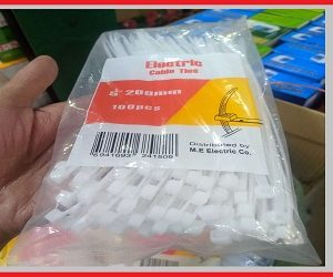 Cable Ties 8 inch Nylon White Color 100 Pcs Packet