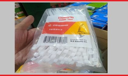 Cable Ties 8 inch Nylon White Color 100 Pcs Packet