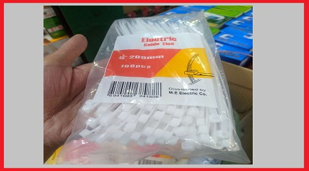 Cable Ties 8 inch Nylon White Color 100 Pcs Packet