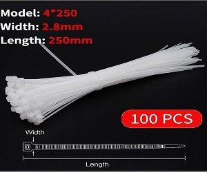 Cable Ties 10 inch Nylon White Color 100 Pcs Packet