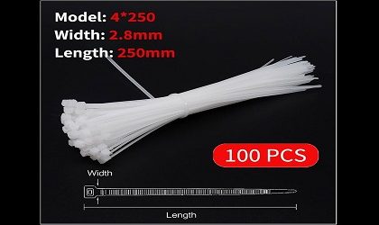 Cable Ties 10 inch Nylon White Color 100 Pcs Packet