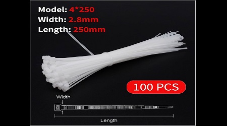 Cable Ties 10 inch Nylon White Color 100 Pcs Packet